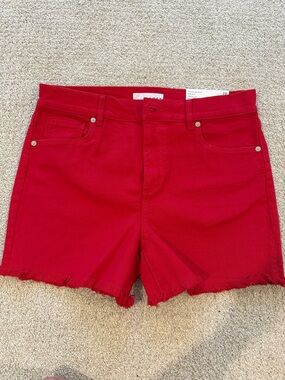LOFT Bright Red Denim Cutoff Shorts